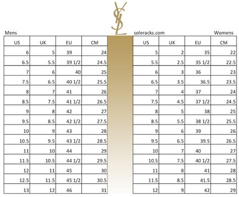 ysl size 19|YSL size chart.